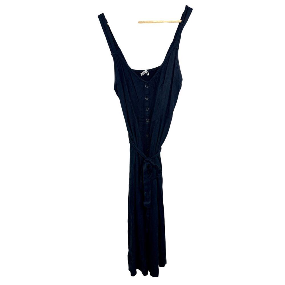 Abercrombie & Fitch Black Button Tie Waist Sleeveless Midi Dress Womens Size M